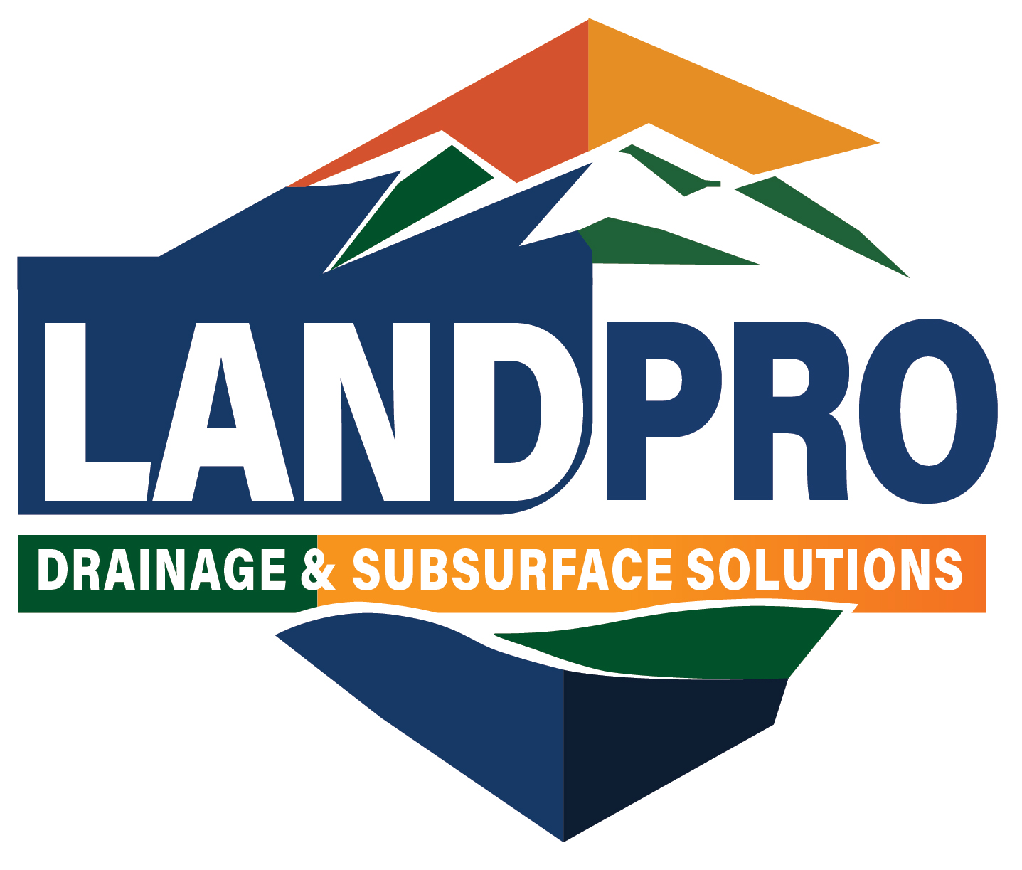 LandPro logo with mountains and tagline 'Drainage & Subsurface Solutions'.